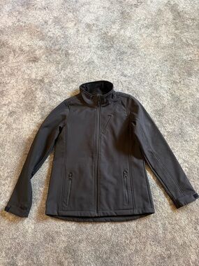 Pulse Black Kids' Spring Fall Water Resistant Raincoat with Zip Front